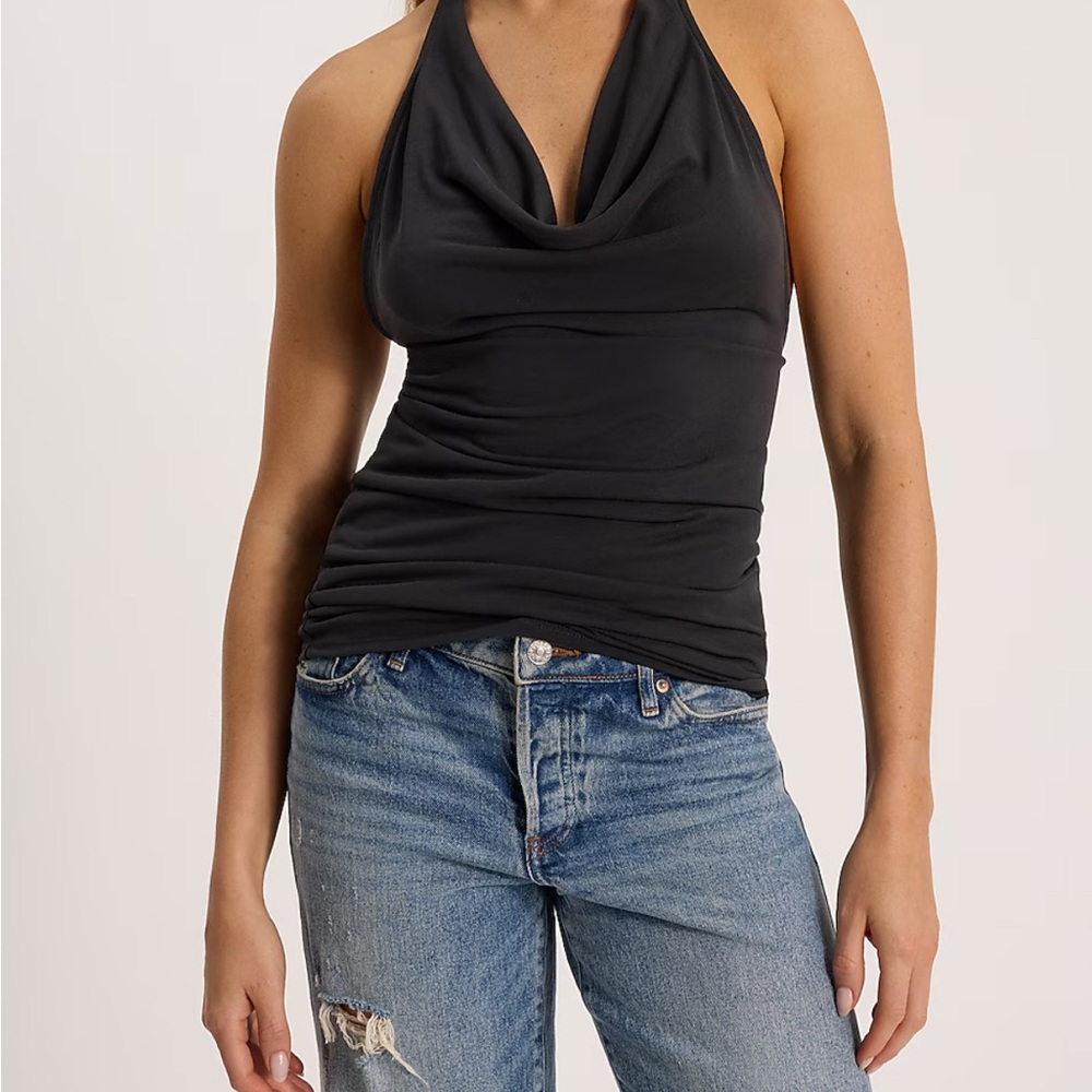 Express Black Fitted Halter Tank Top